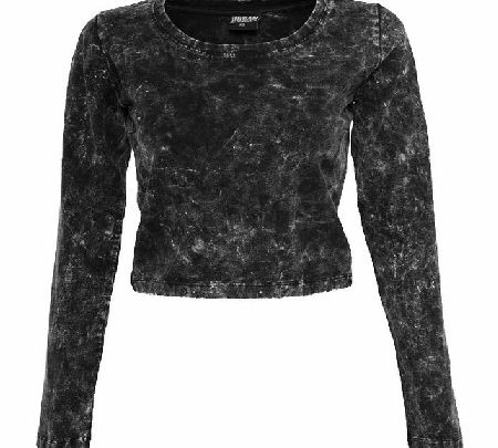 Urban Classics Acid Wash Cropped Top `TB774 Grey