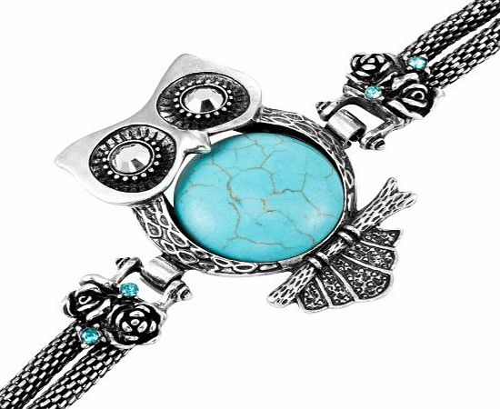 Urban-Jewelry Stunning Owl Tibet Turquoise Cuff Bracelet Owl Vintage Jewelry
