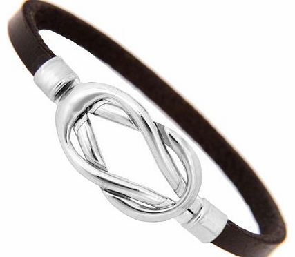 Urban-Jewelry Stylish Black Leather Bracelet Stainless Steel for Women and Men