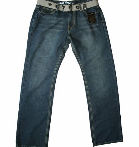 Urban Republic mens comfort fit indigo belt jean, 34W 32L