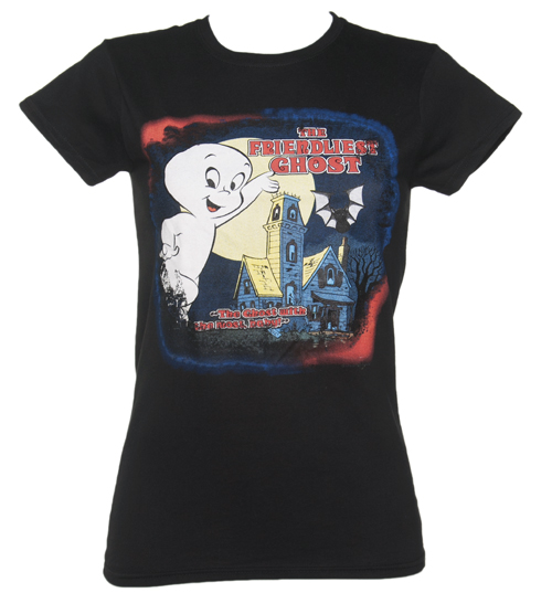 Ladies Black Casper The Friendly Ghost T-Shirt