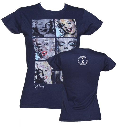 Ladies Navy Marilyn Monroe Multi Print T-Shirt
