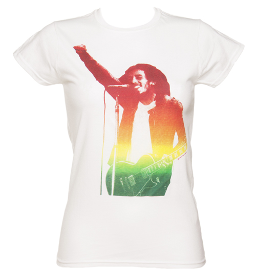 Urban Species Ladies White Bob Marley Fist T-Shirt from Urban