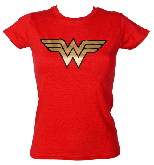Ladies Wonder Woman Gold Foil Logo T-Shirt from