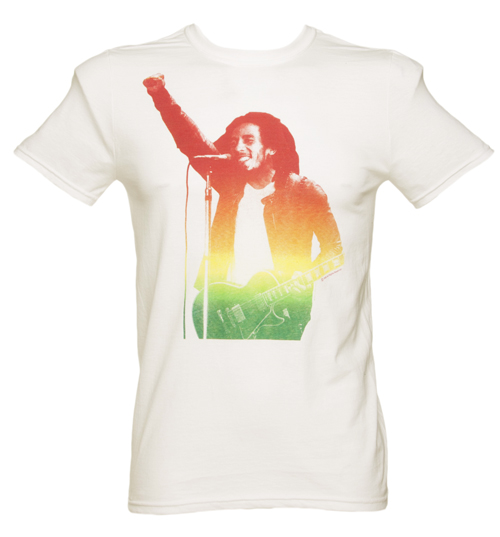 Urban Species Mens White bob Marley Fist T-Shirt from