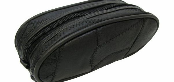 Urban Trading Toiletry Zipped Pouch Bag Real Leather Overnight Weekend Case Small Black