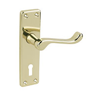 Victorian Polished Brass Scroll Lever Lock