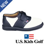 US Kids Black Saddle Junior Golf Shoes