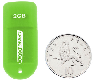 USB 2.0 Flash / Key Drive - 2GB - Dane Elec Mini-Mate - JELLY BEAN GREEN