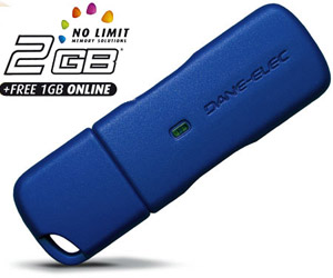 USB 2.0 Flash / Key Drive - 2GB - Dane-Elec zLight No Limit - Free 1GB Online Storage!