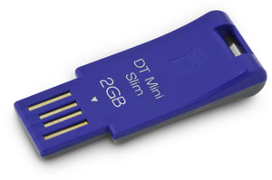 usb 2.0 Flash / Key Drive - 2GB - Kingston Data Traveler Mini Slim - Blue