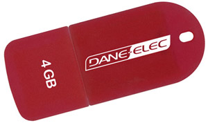 USB 2.0 Flash / Key Drive - 4GB - Dane Elec Mini-Mate - JELLY BEAN RED