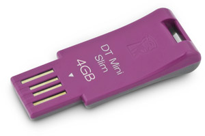 2.0 Flash / Key Drive - 4GB - Kingston Data Traveler Mini Slim - Pink