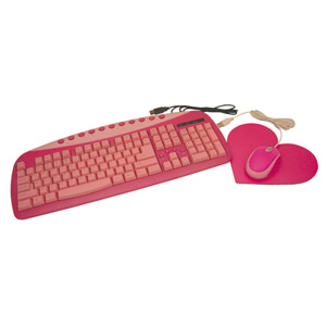 USB Pink Keyboard and Mouse Mat Set