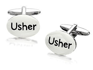 Usher Cream and Silver Tone Swivel Cufflinks -
