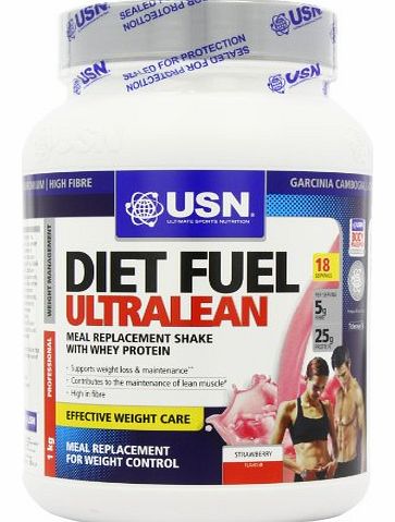 USN Diet Fuel Ultralean Weight Control Meal Replacement Shake Powder, Strawberry - 1 kg