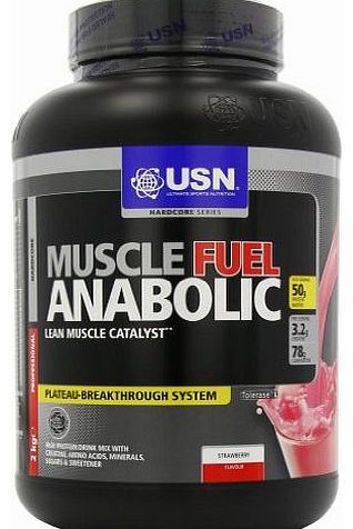 USN Muscle Fuel Anabolic Lean Muscle Gain Shake Powder, Strawberry - 2 kg