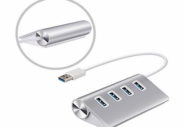 UtechSmart Premium USB 3.0 4-Port Aluminum Hub with Built-in 10 inch USB 3.0 Cable for iMac, MacBook, MacBook Pro, MacBook Air, and Mac Mini