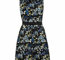 Black and blue pure cotton floral dress