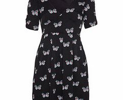 Uttam Boutique Black butterfly-print dress