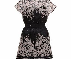 Uttam Boutique Black floral print tie-waist dress