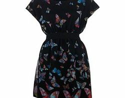 Uttam Boutique Black multi-coloured butterfly dress