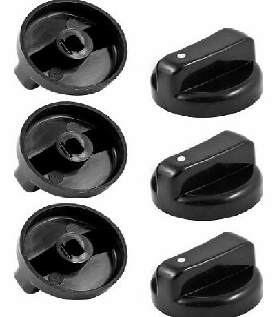 uxcell 6 PCS Kitchen Black Plastic Gas Stove Cooker Control Knobs