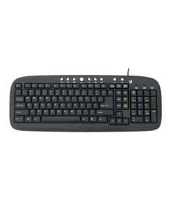 V7 KM0B1-6E3 Multimedia Keyboard USB UK - Black