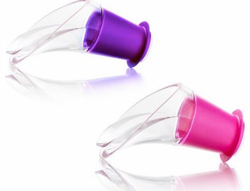 Crystal Wine Server / Pourer, Set of 2 - Purple / Pink