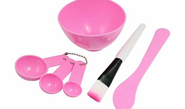 VAGA Great Value Best Quality Professional Cosmetic Beauty Facial Mask / Skin Care Plastic Accessories Set Kit With Brush, Spoon, Applicator / Stick And Bowl In Pink By VAGA