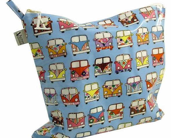 Vagabond Campervan Oil Cloth Large Flat Bag Washbag Toiletries