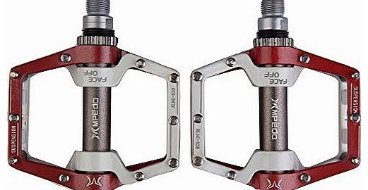 1 Pair Alloy MTB BMX Bike Bicycle Pedal Pedals Aluminum Cage (Red+ White)