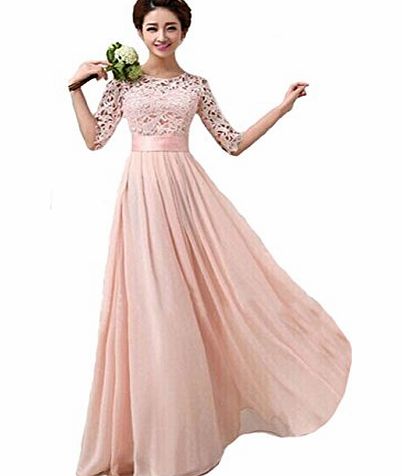 Vakind Women Lace Chiffon Prom Ball Party Dress Bridesmaid Formal Evening Gown (M=UK 10-UK 12)