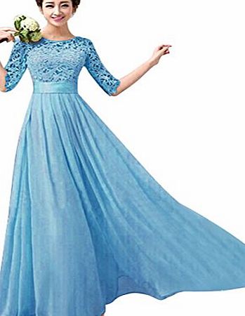 Vakind Women Lace Chiffon Prom Ball Party Dress Bridesmaid Formal Evening Gown (XXL=UK16-UK18, Light Blue)