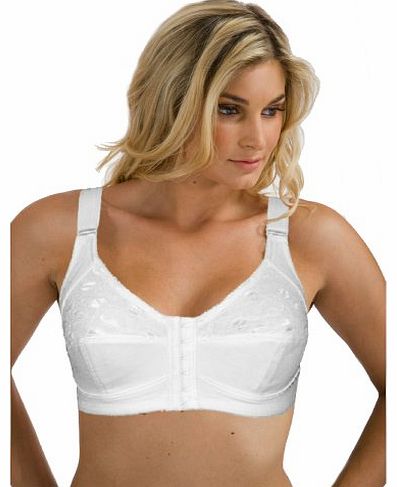 Womens White Front Fastening Bra Soft Cup Non Wired Non Padded - White - 38B