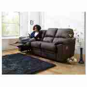Large Leather Recliner Sofa, Brown
