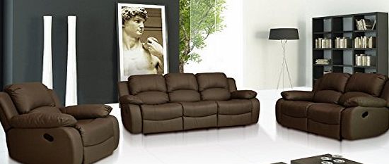VALENCIA  Brown Recliner Leather Sofa Suite 3 2 1 Seater Brand New 12 Months warranty FREE DELIVERY