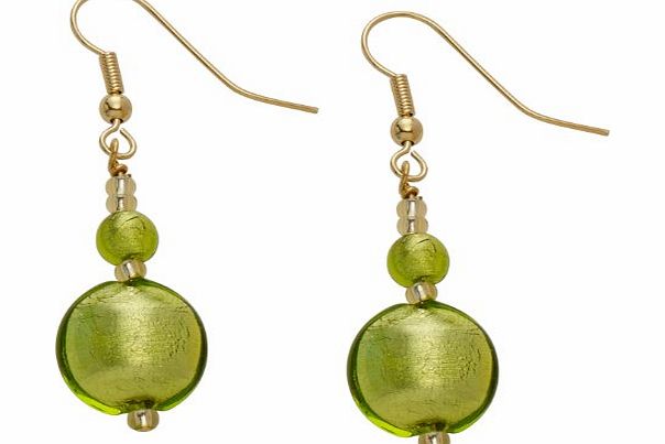 Valentina Genuine Murano Glass Lime Drop Earrings of 5cm