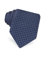 Valentino Blue Mini Square Dot Woven Silk Tie