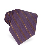 Valentino Purple Dot Stripe Woven Silk Tie