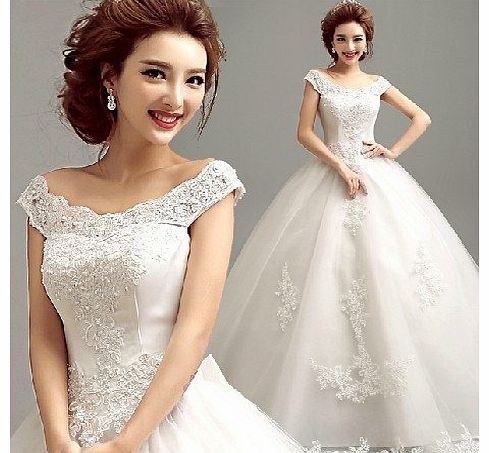 AN5956 White Sexy One Shoulder Lace Satin A Line Bridal Wedding Dress Evening Party Prom Gown Ball Dress (6)