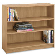 Value 3 shelf wide bookcase, oak effect
