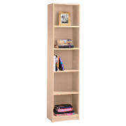 Value 5 shelf 40cm Bookcase, Maple effect