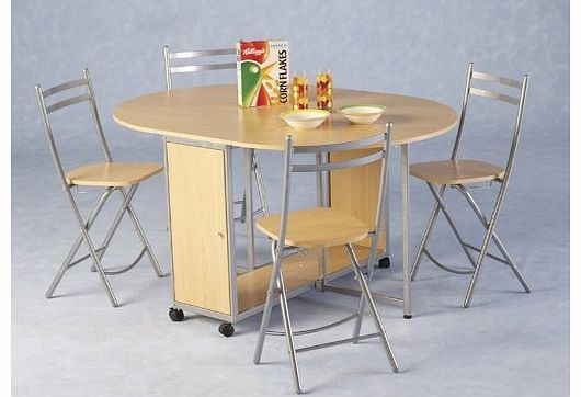 ValuFurniture Beech and Silver Compact Extending Dining Set