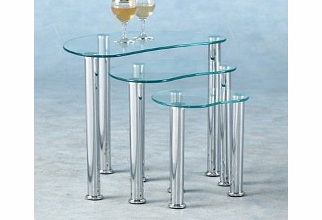 ValuFurniture Cara Clear Glass and Chrome Nest of Tables
