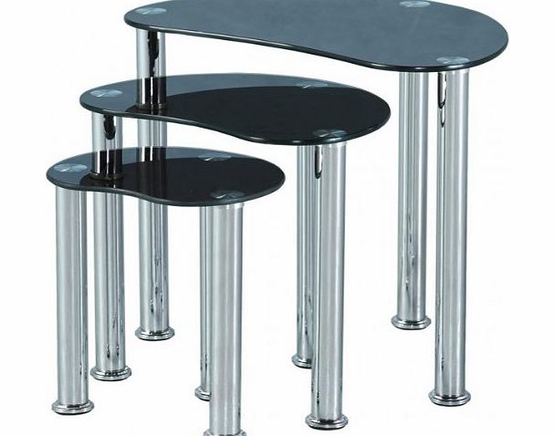 ValuFurniture Cara Nest Of Three Tables - Black Glass