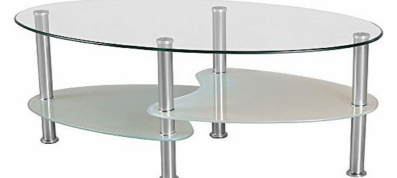 ValuFurniture Cara Oval Clear and Frosted Glass Coffee Table