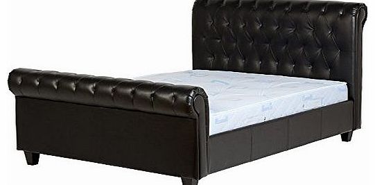 ValuFurniture Chester 4 6 inch Double Black Faux Leather High Foot Bed