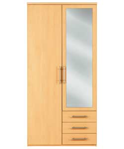 vancouver 2 Door 3 Drawer Mirrored Robe - Beech