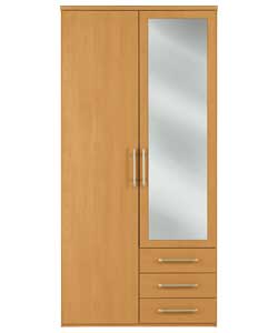 vancouver 2 Door 3 Drawer Mirrored Robe - Pine